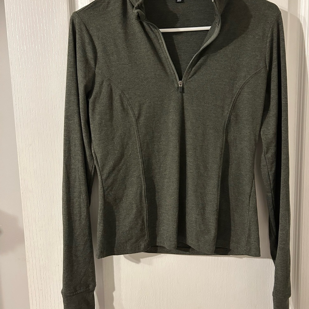 Zobha Cropped 1/4 Zip Pullover Olive Long Sleeve Athletic Top Size S - Picture 2 of 4